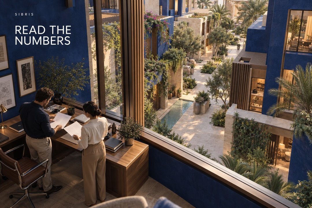 AI-generated conceptual illustration of two planners reading papers in an imagined neighbourhood studio; not DLD, RISE or a real completed development.