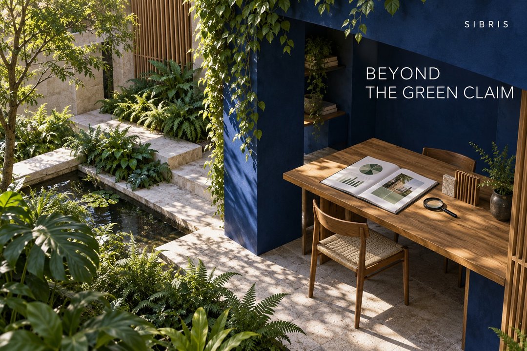 AI-generated conceptual study courtyard with an imagined report; not an award winner's building or a certified development.